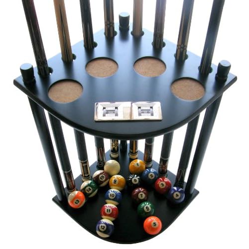 Iszy Billiards 8 Cue Stick Pool Table Ball Floor Rack with Scorer Black