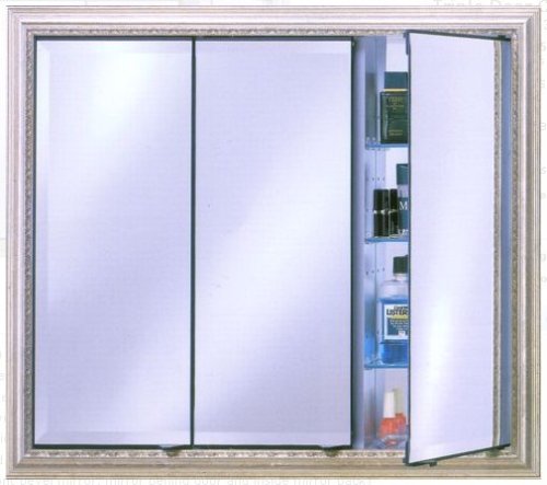 CREAMY WHITE LIGHTED CORNER MEDICINE CABINET WITH MIRROR