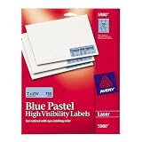 (Price/PK)Neon Laser Labels, Rectangle, 1x2-5/8, 750/PK, Blue