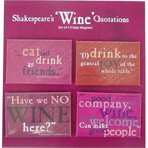 Shakespeare Wine Quotations Refrigerator Magnet Set