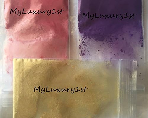 Lot of 3 Mica Sample Pigment Powders for Soap &amp; Cosmetic Making (1 lot of 3) gram 2g Shimmers in Purple Berry Bubble Gum Pink and Yellow Gold