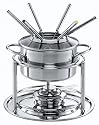 Silit Visio Fondue-Set Edelstahl Rostfrei: 6 Fonduegabeln, Glas-Spritzschutz, Rechaud m. Brenner, Sicherheitsbrennpaste u. Unterteller 16 cm Ø