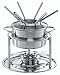 Silit Visio Fondue-Set Edelstahl Rostfrei: 6 Fonduegabeln, Glas-Spritzschutz, Rechaud m. Brenner, Sicherheitsbrennpaste u. Unterteller 16 cm Ø