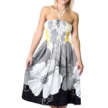 One-size-fits-all Tube Dress/Coverup - Black Floral Print
