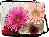 IMAGE OF RikkiKnight® Classy Gerbera Mix Messenger Bag - Book Bag ***with matching coin purse wallet*** -School Bag - Reporter Bag - Unisex - Ideal Gift for all occassions!