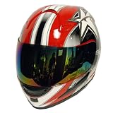 Motorcycle Street Bike Red Star Full Face Adult Helmet