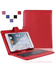 Wireless: IKASEFU(TM) Universal PU Leather Protective Folding Folio Flip Cover Case with Keyboard and Stand for 8 inch Tablet PC + Gift stylus,USB to Micro USB OTG cable (Red) - IKASEFU