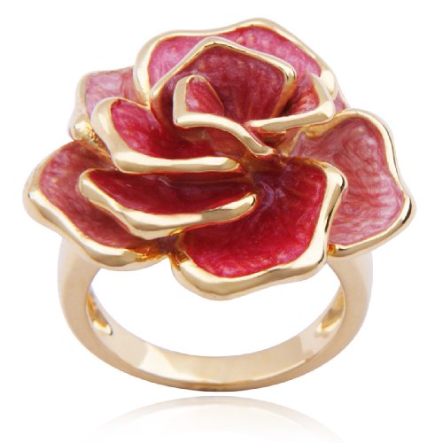 18k Yellow Gold Plated Sterling Silver Rose Ring, Size 7