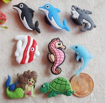 8 Sets Colorful PVC Sea Dolphin Animal Shoe Charms for Fit Croc &amp; Bracelet Wristband Kids Party Birthday Gifts DIY Accessory