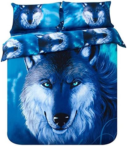 Shinichistar Unique 3d Oil Painting Bedding Set,wolf Printed Duvet Cover Set 2 Pcs Twin Size