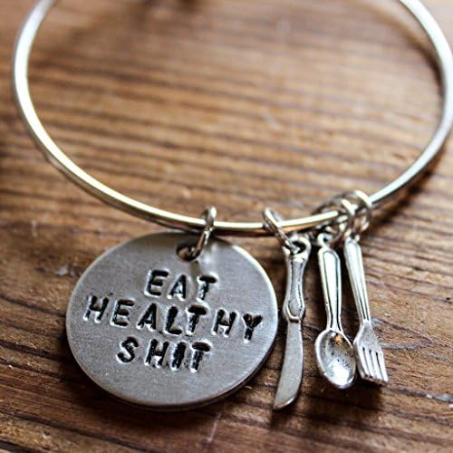Eat Healthy Sh t Bangle Bracelets