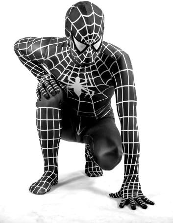 Black Full Body Front Spider Lycra Spandex Spiderman Zentai Costume, Small