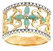 Yellow Gold Plated Sterling Silver Emerald with Diamond-Accent Flower Ring