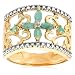 Yellow Gold Plated Sterling Silver Emerald with Diamond-Accent Flower Ring, Size 6