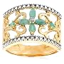 Yellow Gold Overlay Sterling Silver Emerald w/ Diamond Accent Flower Ring
