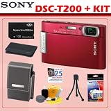 Sony Cybershot DSC-T200 8.1MP Digital Camera (Red) + 1GB Accessory Kit