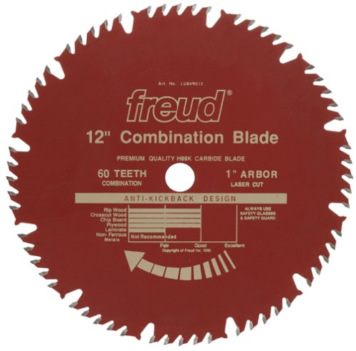 Freud LU84R012 12-Inch 60 Tooth ATB Combination Saw Blade with 1-Inch Arbor and PermaShield Coating Freud LU84R012 12-Inch 60 Tooth ATB Combination Saw Blade with 1-Inch Arbor and PermaShield Coating