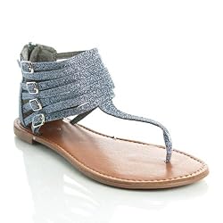 Qupid 'Athena-416' Sparkling Gladiator Sandals