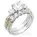Cheap Sterling Silver Engagement Ring Wedding Ring 1.5ctw Cubic Zirconia Three Stone Ring Set On Sale
