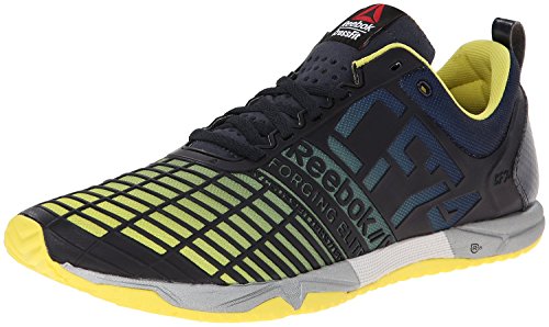 Reebok Men s Crossfit Sprint TR Training Shoe, Reebok Navy/Stinger Yellow/Metallic Silver, 10 M US