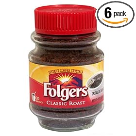 Folgers Classic Roast Instant Coffee, 4-Ounce Jars (Pack of 6)