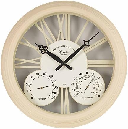 Outside in Exeter Wall Clock and Thermometer 15 Inch in Cream by Outside In Design