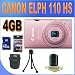 Canon PowerShot ELPH 110 HS 16.1 MP CMOS Digital Camera (Pink) W/4GB SDHC Memory + Shock Proof Case w/Strap + Mini Tripod + Accessory Saver Bundle!