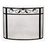 Outdoor Living : UniFlame 3 Panel Black Wrought Iron Bow Screen W/ Top Scroll Design