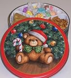 Scott's Cakes Taffy, Peanut Brittle, and Sassy Peanut Combo in a Christmas Teddy Bear Tin