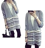 （リアンジュ・アイ）Liange・ai　マタニティ　柄　ロングカーディガン　秋冬　秋冬 オリジナルポーチ付き (M, グレー)