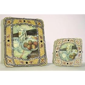 Michael Hero Swarovski Cream Enameled Pewter Wedding Photo Frames, Set of 2 by Michael Hero