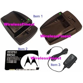 (3 Items Bundle) Original Oem Motorola Br50 Slim Li Ion Battery Snn5696b + Dual Slots Desktop Charger As Phone Cradle Charger and External Battery Charger + Original Motorola Mini Usb Home Ac Wall Charger Will Fit and Work with Motorola Razr Razor V3, V3c, V3m, V3i, V3t, V3r, Pebl U6 Provided By At&t Cingular Verizon Wireless T-mobile Alltell Cell Phones