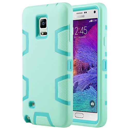 Note 4 Case, Galaxy Note 4 Case, ULAK [Robot Guard] Shock Absorbing and Scratch Resistant Case 3in1 Hybrid Protective Cases Cover for Samsung Galaxy Note 4 (5.7" inch) 2014 Release Light Cyan/Cyan