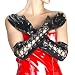 Red or Black Lace Up Gloves - Red