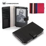 CaseCrown Faux Leather Premium Case with Interior Compartments for Kindle Wireless Reading Device, Wi-Fi, Graphite, 6" Display with New E Ink Pearl Technology - includes Special Offers & Sponsored Screensavers (Black)