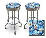 2 Elvis Presley Blue Hawaii Fabric Specialty / Custom Barstools Set 2 Elvis Presley Blue Hawaii Fabric Specialty / Custom Barstools Set