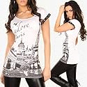 #20 * Longshirt mit angesagtem Print in weiß T-Shirt Shirt Top