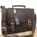 Visconti Brown Leather Briefcase Messenger Bag A4