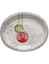 Kitchen: Creative Converting 053010 8 Count Paper Oval Platters, Jingle Bells, Silver/Red/Green - Creative Converting