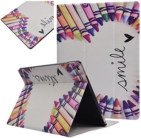 iPad Pro Case, Turf Mix Series Slim PU Leather Flip Smart Stand Folio Cover with Auto Sleep/Wake Function for Apple iPad Pro 12.9 inch (Multicolor Crayon)