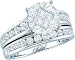Ladies 14k White Gold 1 Ct Princess Cut DIamond Wedding Engagement Bridal Ring Set