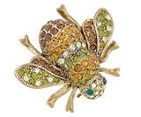 Gold Plated Multi-Color Crystal Bee Pin
