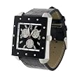 Geneva Platinum Mens Square Face Leather Watch