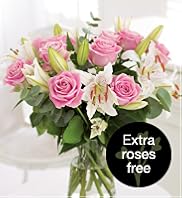 Large Rose & Lily Bouquet with 50% More Roses Free