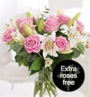 Large Rose & Lily Bouquet with 50% More Roses Free