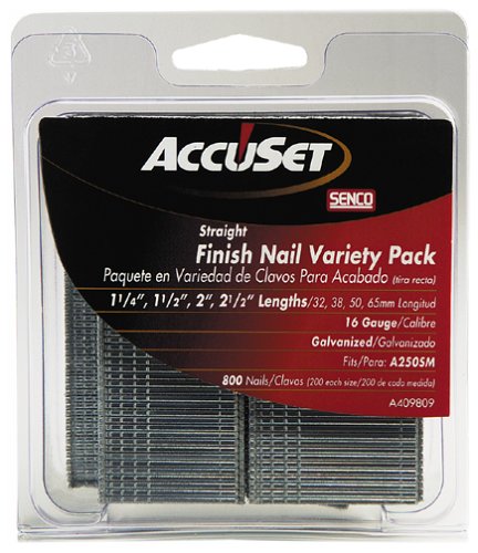 AccuSet A409809 Variety Pack 16 Gauge Straight Finish Nails