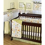 Sumersault Pop Dot 10 Piece Crib Set, Tan/Green/Orange