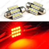 31mm Festoon 12 LEDs SMD LED Bulb BRILLANT RED (A PAIR) DE3022 DE3175 by CLASSY AUTOS by CLASSY AUTOS