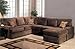 Sectional Sofa Couch Chaise with Block Feet in Chocolate Color