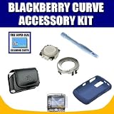 Blackberry OEM Blue Skin + Curve Leather Horizontal Pouch with Beltclip + Blackberry Trackball Replacement + Screen Protector+ Micro-Fiber Cleaning Cloth For Blackberry Curve 8300, 8310, 8320, 8330 with Exclusive FREE Complimentary Super Deal Micro Fiber Cleaning Cloth